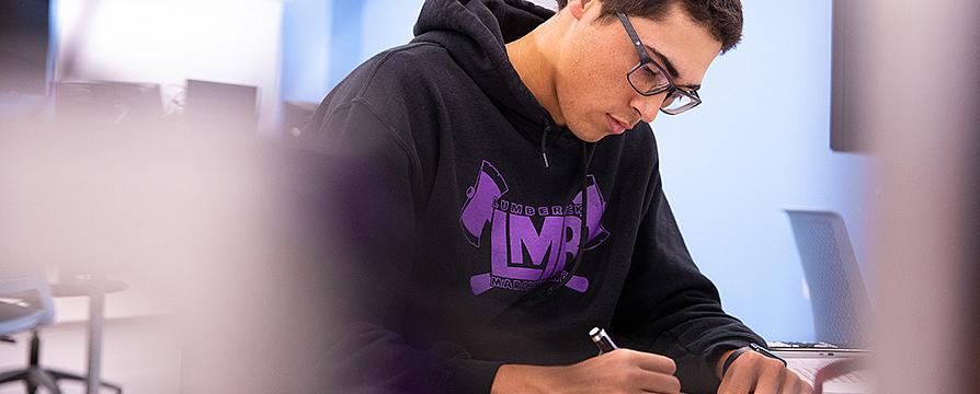 a student taking an exam