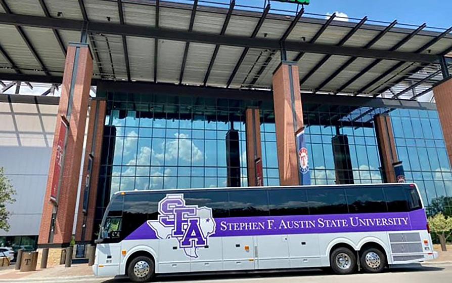 SFA bus at Globe Life Field
