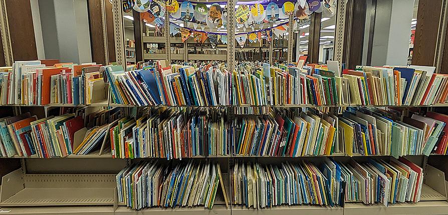 Bookshelves of children's books