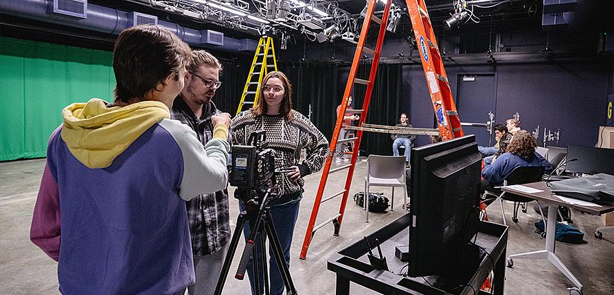 Students in the sound stage