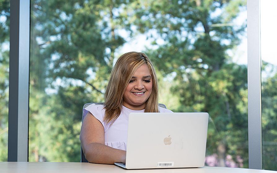 Student working on a computer