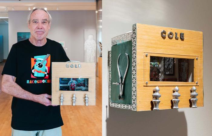 Featured artist Wally Knight with his piece, "Now Showing at The Cole."